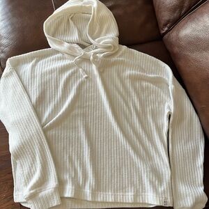 Roxy White Ribbed Knit Hoodie Sweater